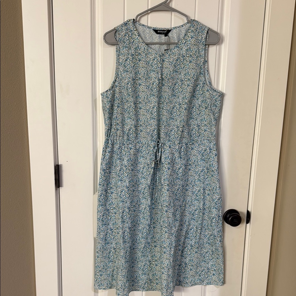 Floral Blue Sleeveless Dress